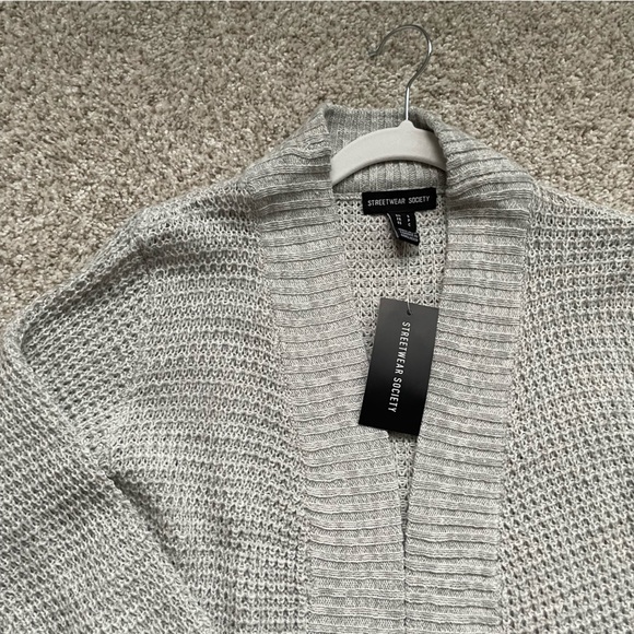 NWT Grey Waffle Knit Cardigan - Picture 5 of 5